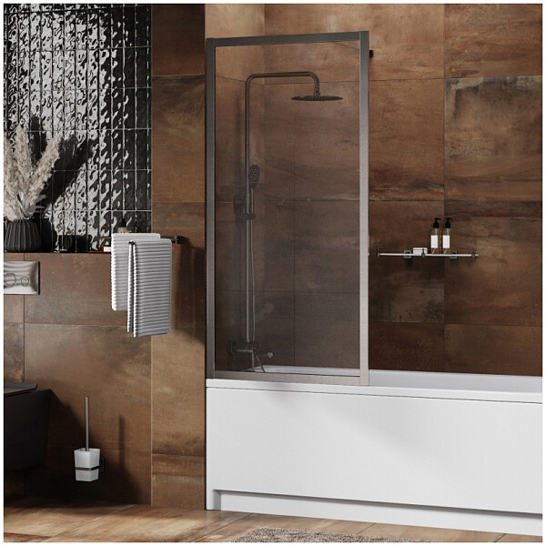 Штора стеклянная на ванну с фиксатором 160х80 см никель Wasserkraft Abens 20W01-80BN - изображение 1