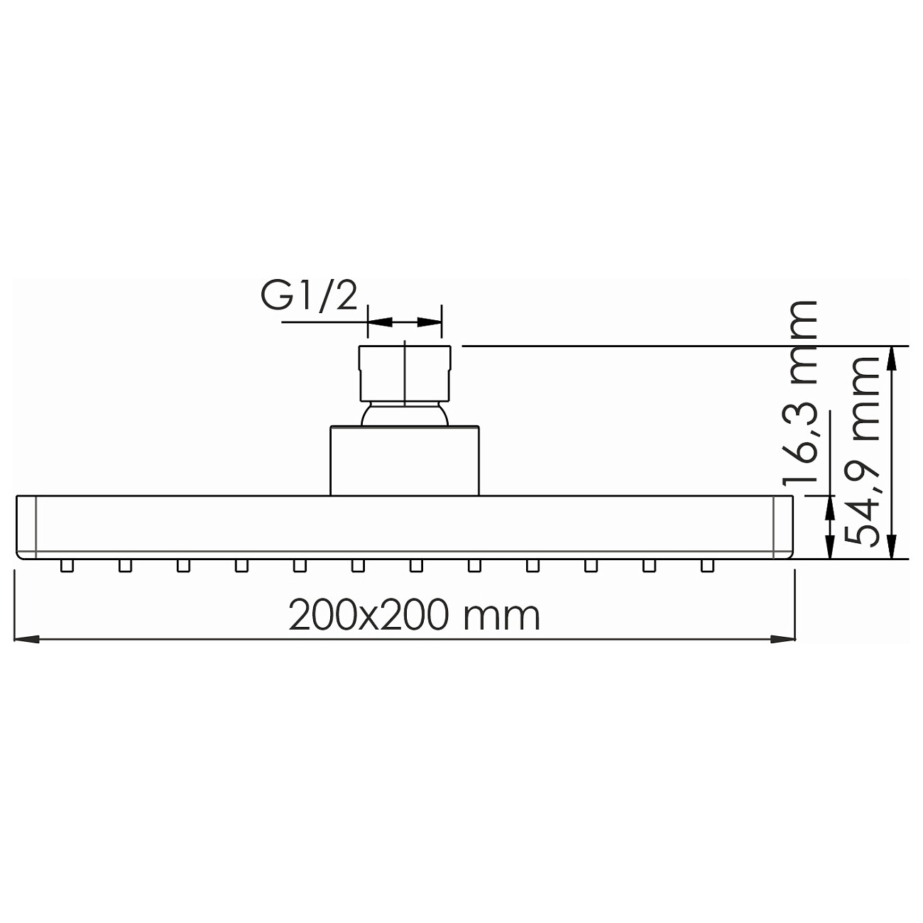 Лейка для тропического душа квадратная 20 см хром Wasserkraft A028 - изображение 3