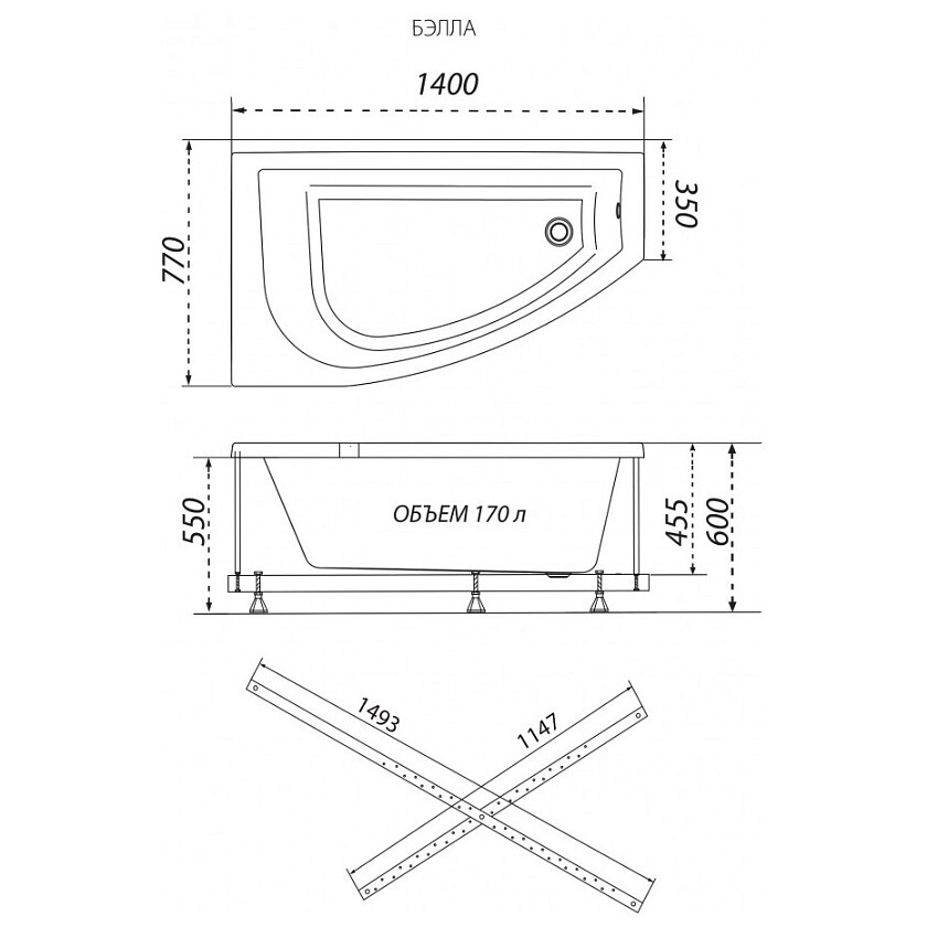Ванна размеры 140. Ванна угловая Тритон 140. Тритон ванна 140 на 140.