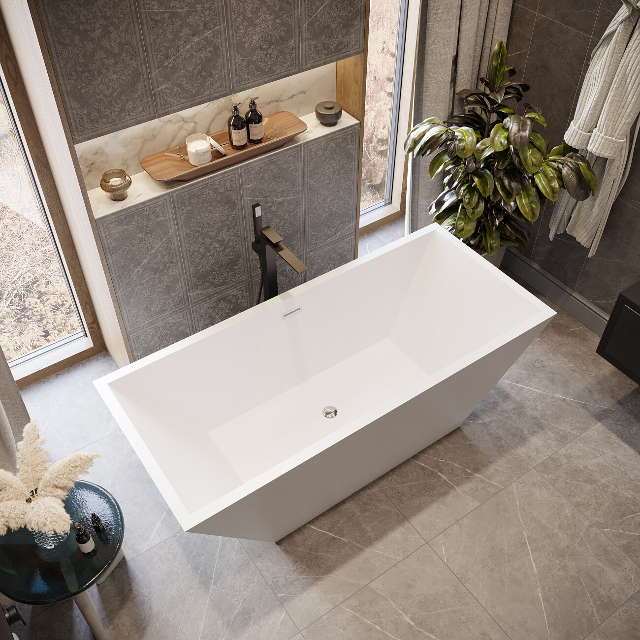 Ванна акриловая прямоугольная 74х170 см белая матовая Artemis Tecla 1.05.411.144.01.1.26 - изображение 6