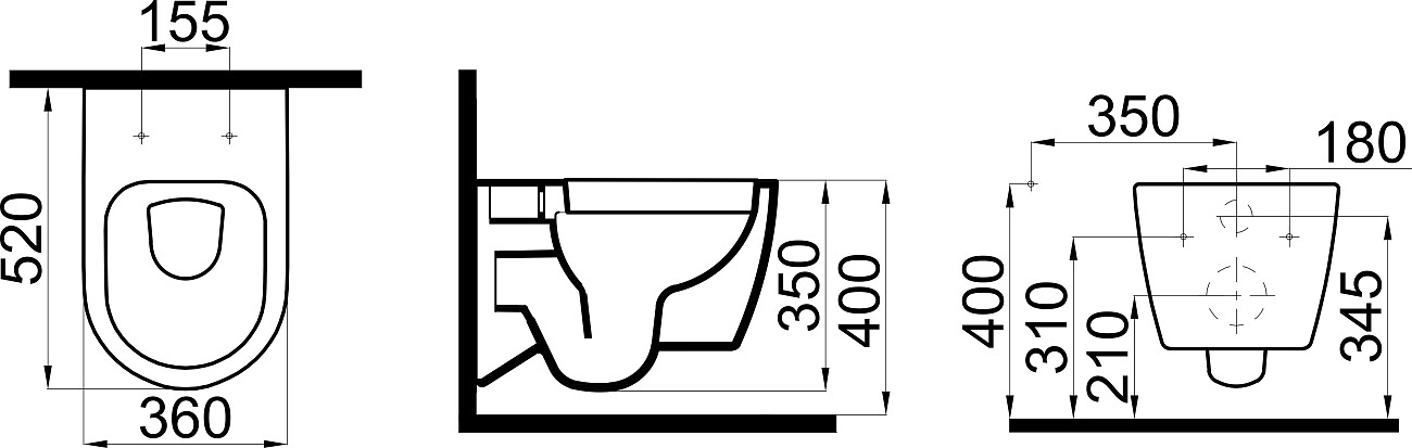 Унитаз подвесной черный Stworki "Ноттвиль" с инсталляцией TECE Base K440407 и кнопкой смыва Now - изображение 3