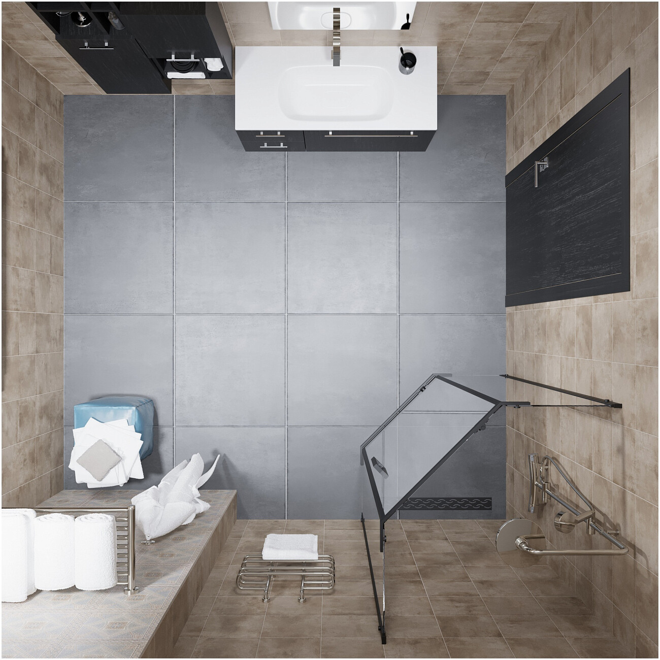 Душевой уголок 90х90 см черный, прозрачный Diwo "Казань" Щ0000067280 - изображение 9