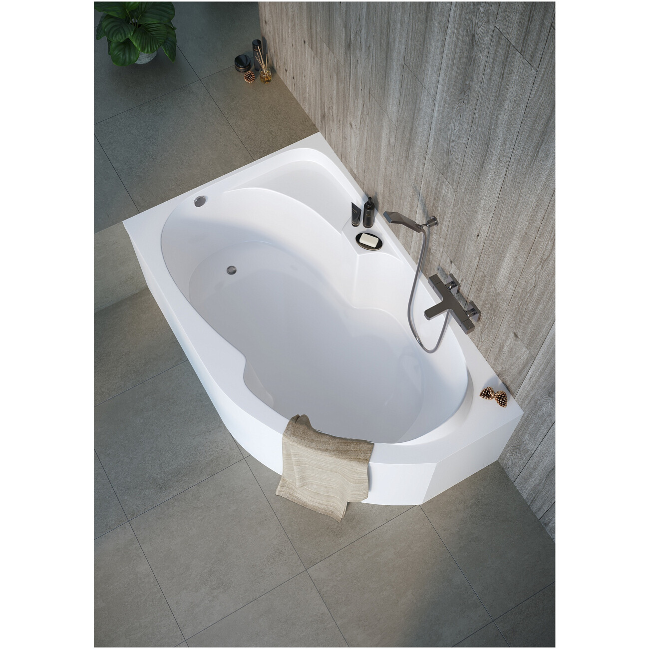 Ванна акриловая ассиметричная правая 105х170 см белая Creto Doris 14-170105R - изображение 7