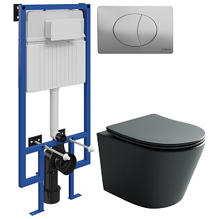 Унитаз подвесной Balearica Rimless CN6000MDH с инсталляцией Stworki 510162 и кнопкой 230823