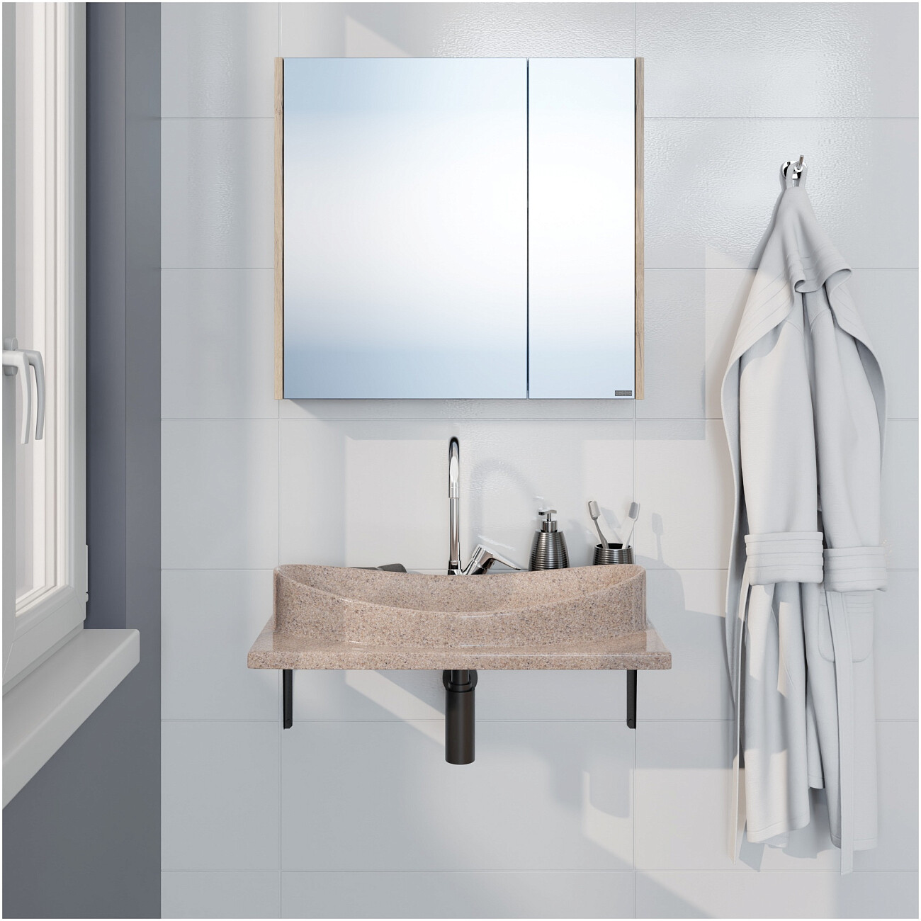 Раковина мебельная 45х70 см речной песок "Вега" 900142 - изображение 6