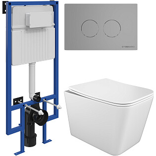 Унитаз подвесной Stworki &quot;Молде&quot; S23401WH с инсталляцией 510162 и кнопкой &quot;Хельсинки&quot; 500473