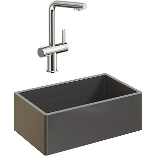 Мойка антрацит Domaci &quot;Сиена&quot; 50276-112 со смесителем Stworki 23020-648-1BG