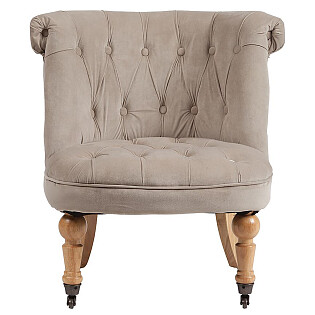 Кресло маленькое серо-бежевое со стяжкой Amelie French Country Chair