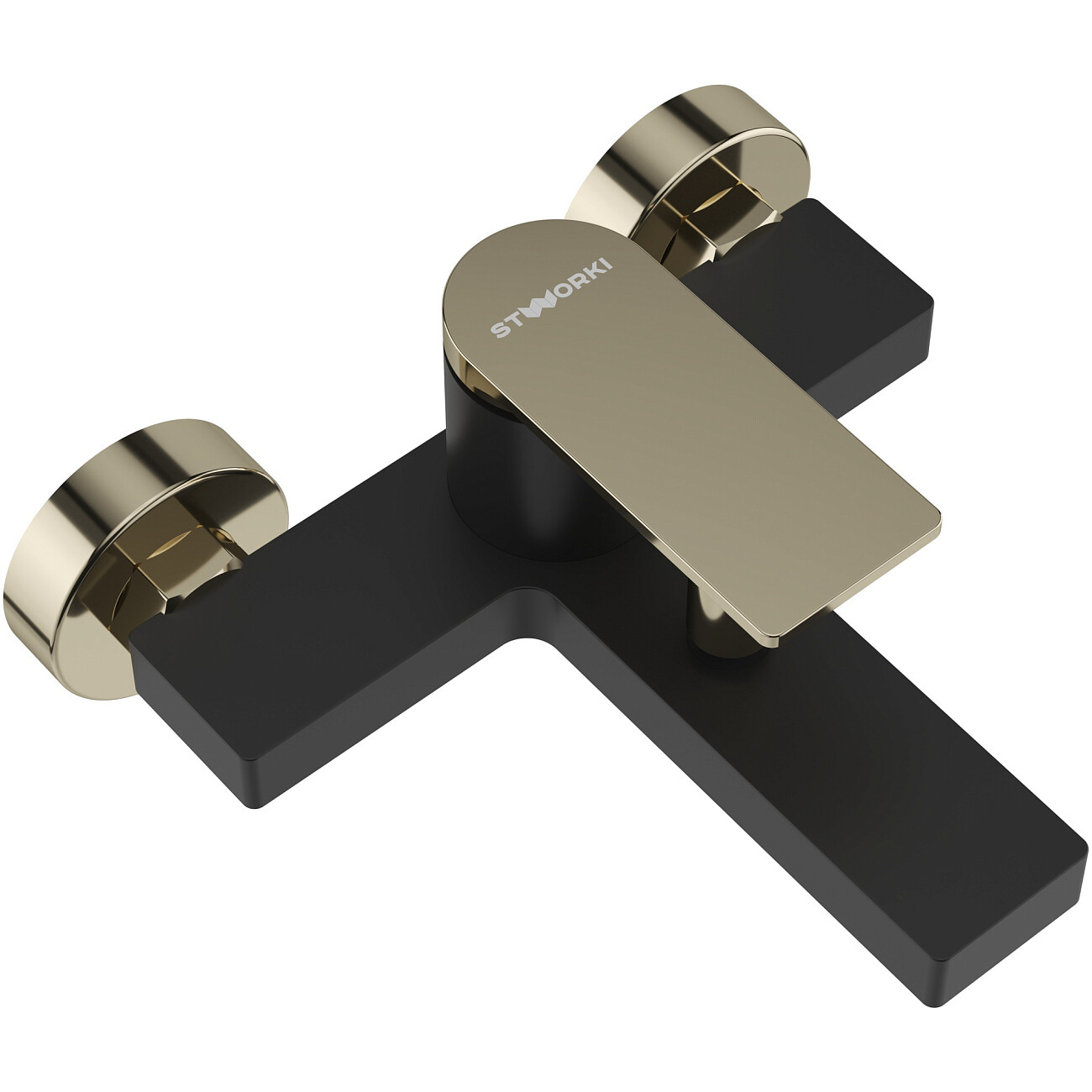 Смеситель для ванны с душем настенный черный, золотой Stworki "Олланд" S01100BG - изображение 9