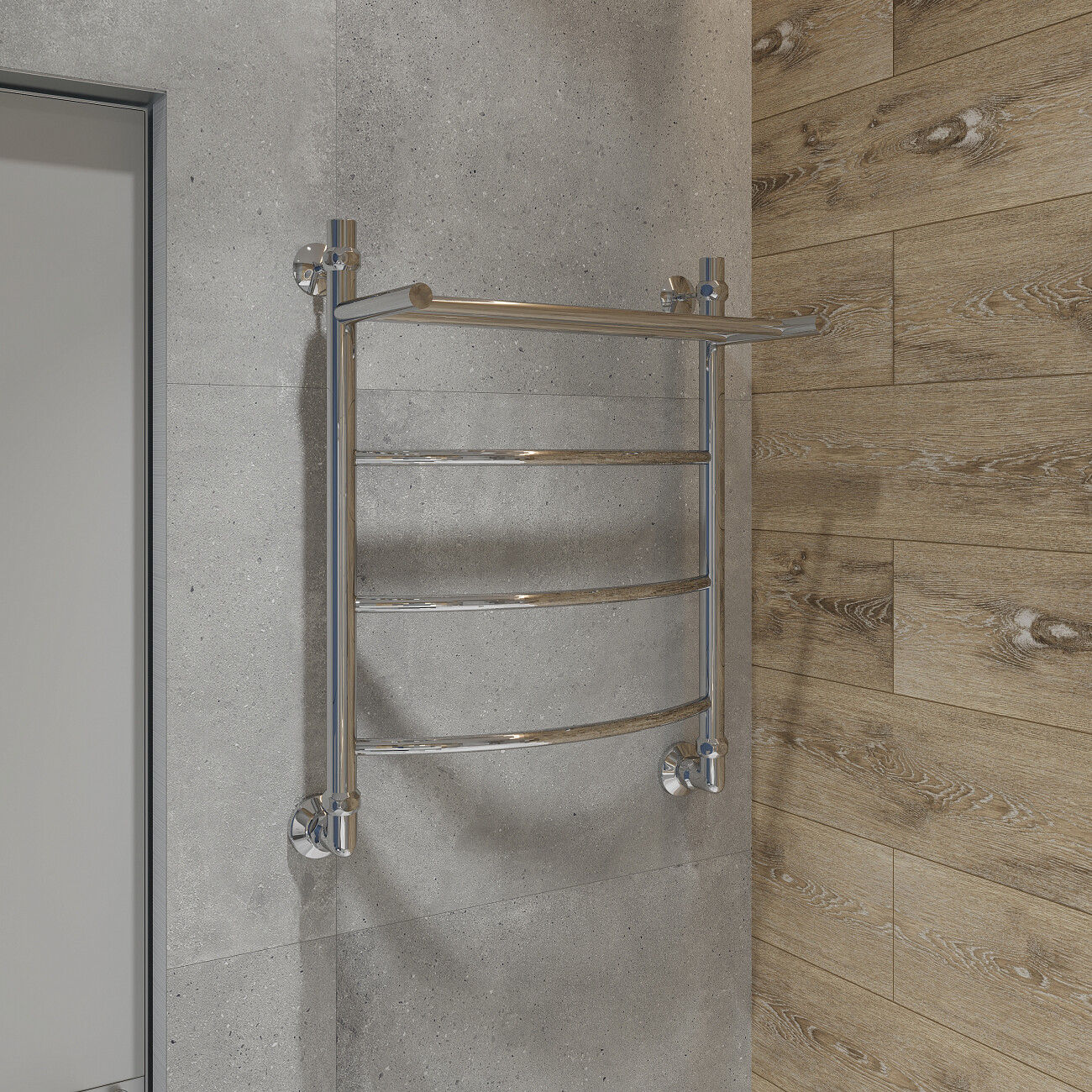 Полотенцесушитель водяной 60х50 см с полкой хром Ewrika "Сафо" FD - изображение 4