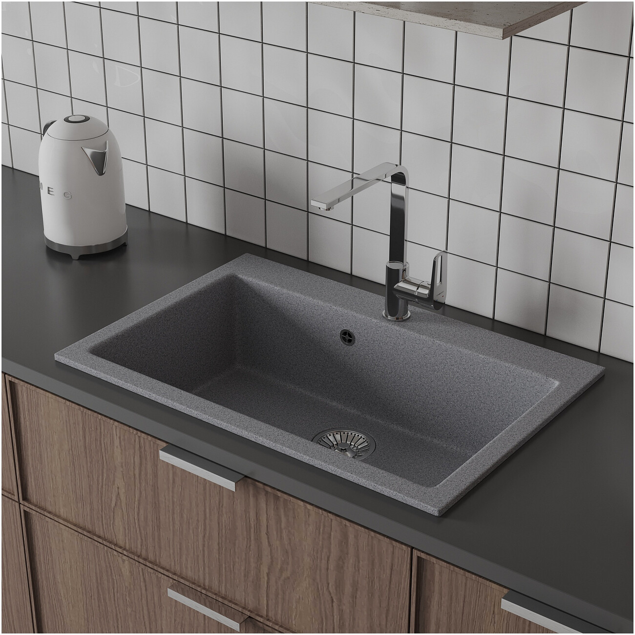 Мойка кухонная серая Domaci "Болонья" М-39-005 - изображение 7
