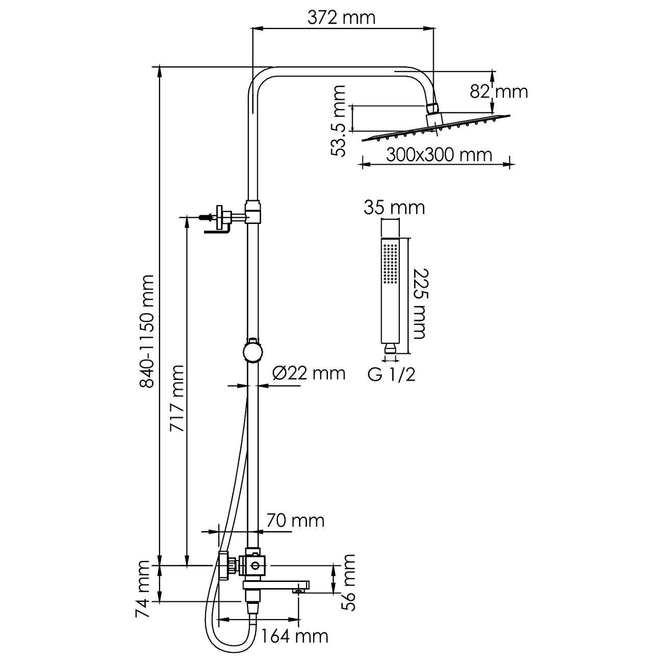 Душевой комплект с термостатическим смесителем черный Wasserkraft A299.162.218.BM Thermo SET2695 - изображение 3