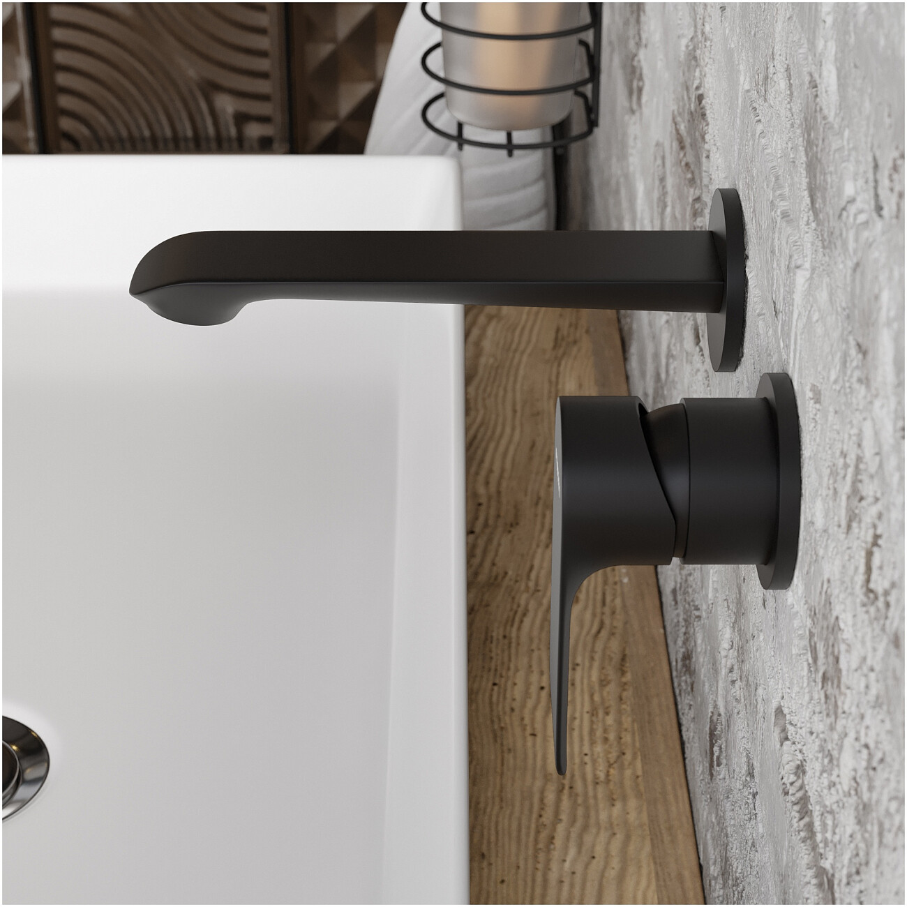 Смеситель для раковины встраиваемый черный Stworki "Копенгаген" S42040BK - изображение 6