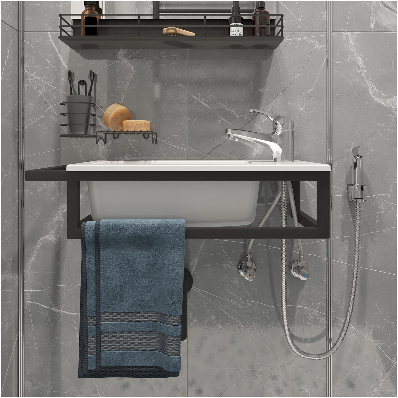 Смеситель для раковины с гигиеническим душем хром Diwo "Коломна" KL-05cr - изображение 2