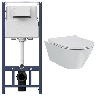 Унитаз подвесной белый Creto Logan L3 1003-001-L3W с инсталляцией Am.Pm Pro I012704