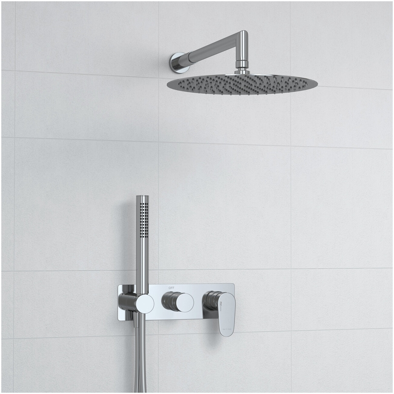 Душевой комплект встраиваемый с верхним душем и лейкой хром Wasserkraft A16116 - изображение 2