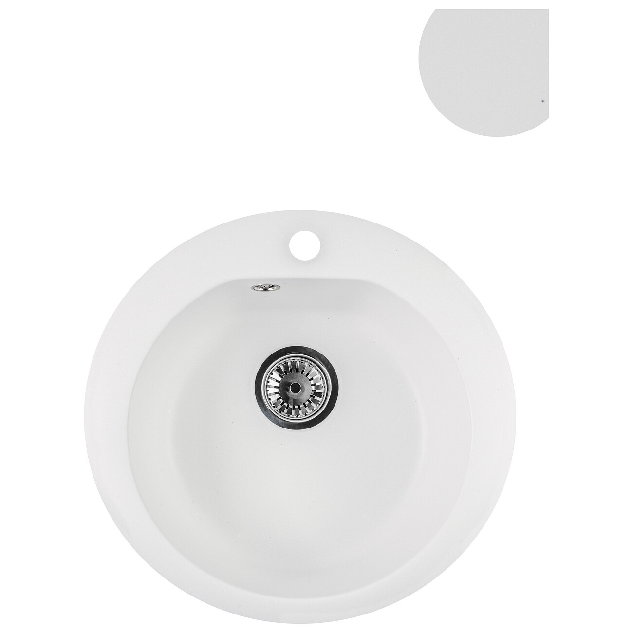 Мойка кухонная кварцевая круглая белая Reflection Core RX1350WH - изображение 2
