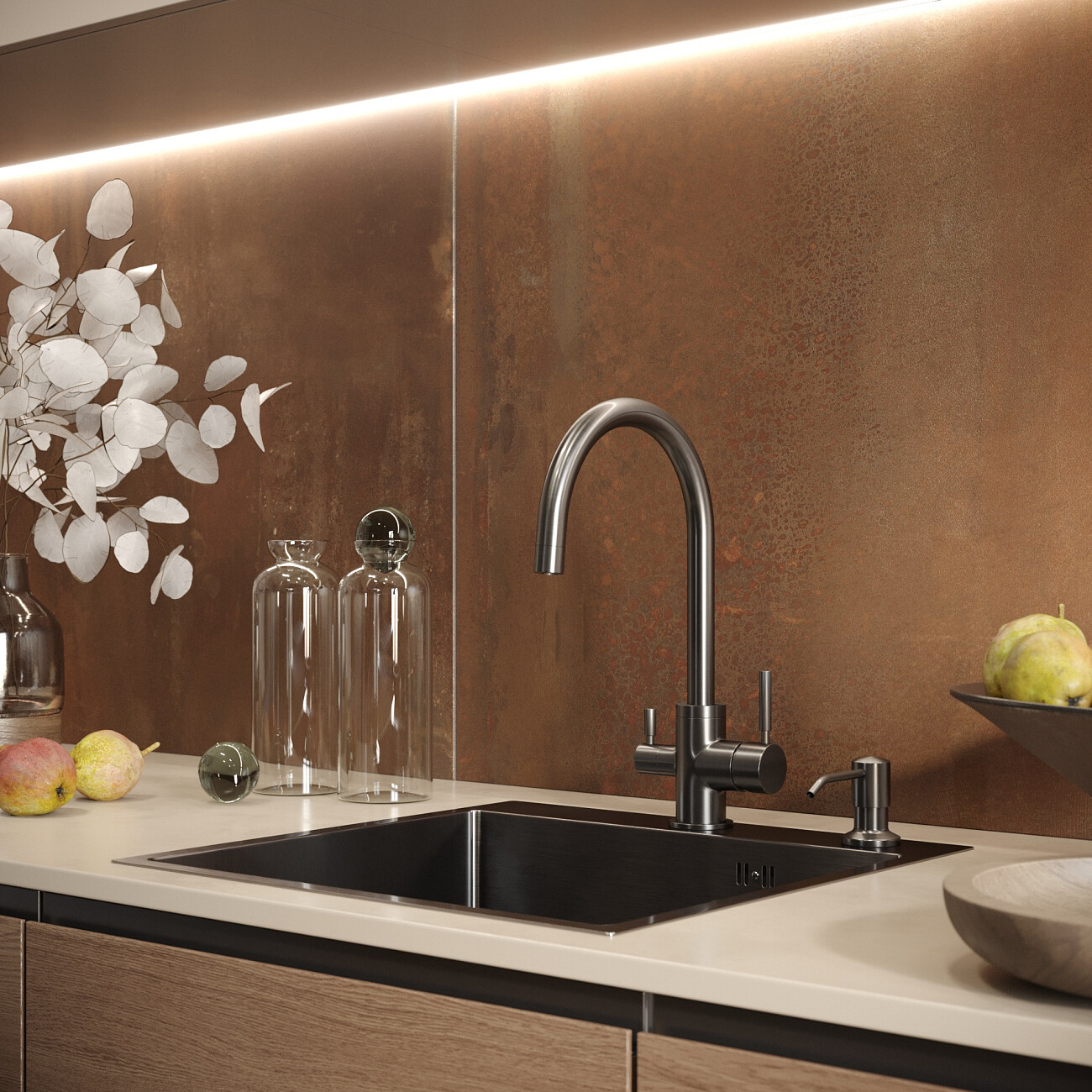 Мойка кухонная квадратная металлическая черная Domaci "Равенна" PVD DMB-117A - изображение 5