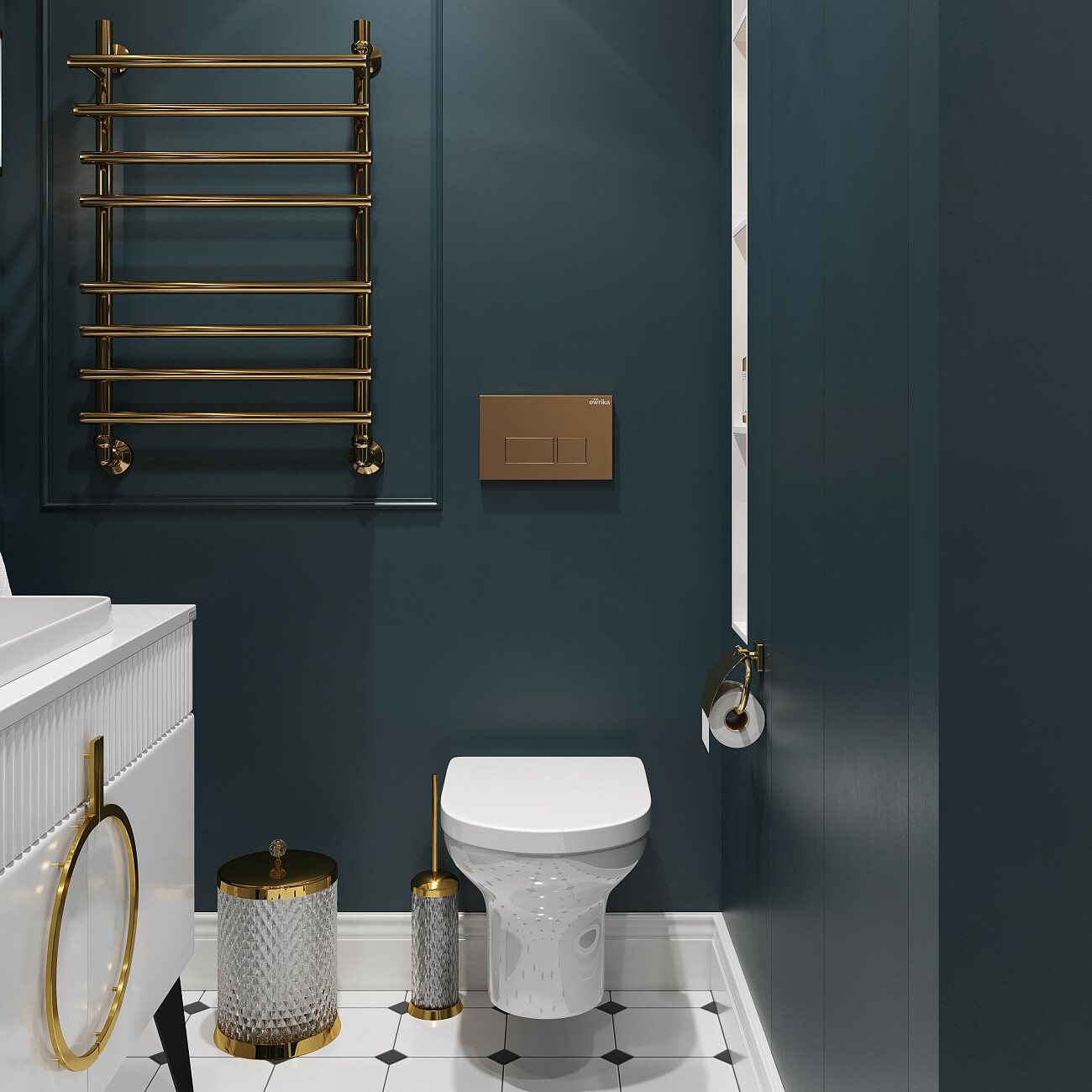 Кнопка смыва золото матовое Ewrika 0043 - изображение 3