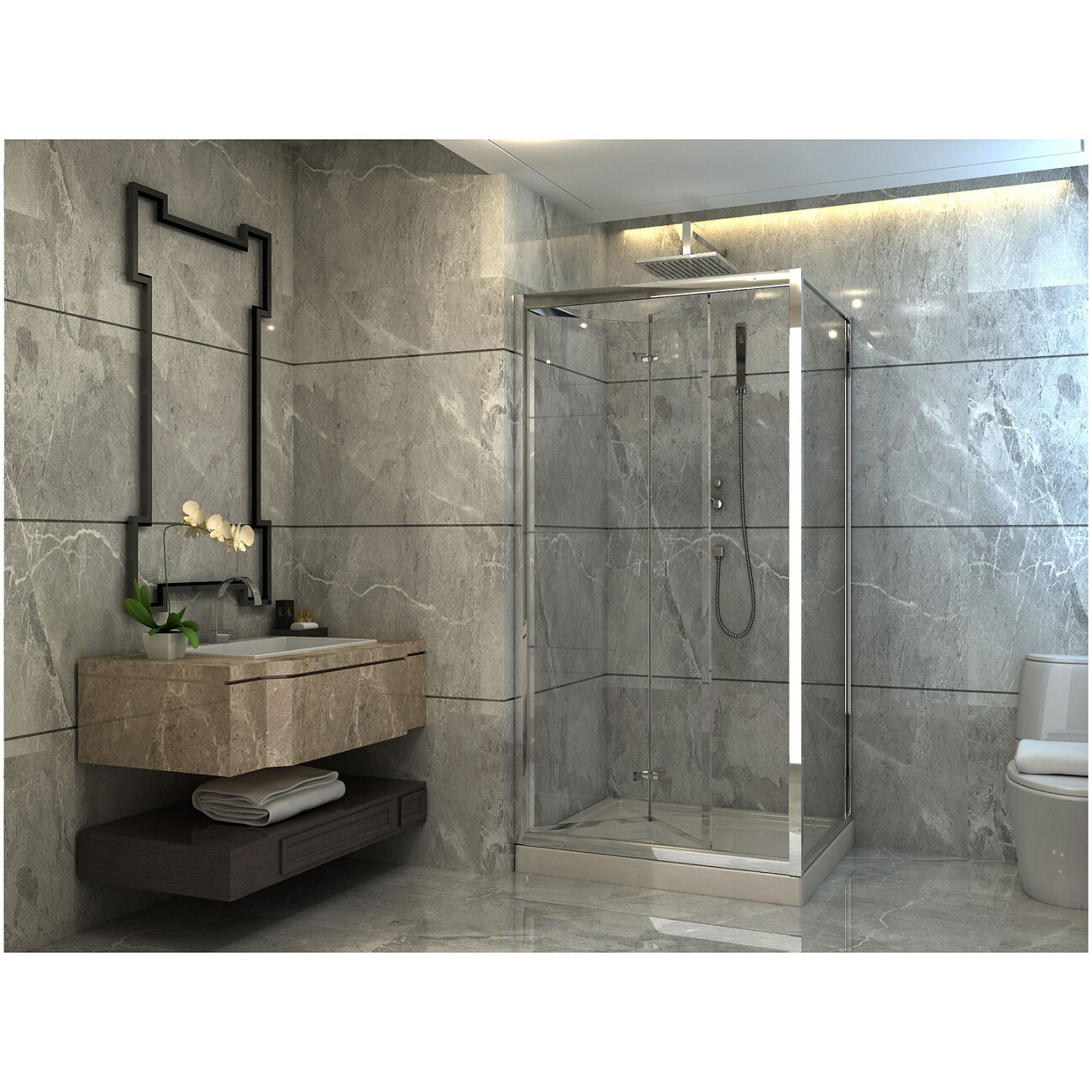 Душевой уголок квадратный 90х90 см хром Cerutti SPA Bella ZQD91T - изображение 8