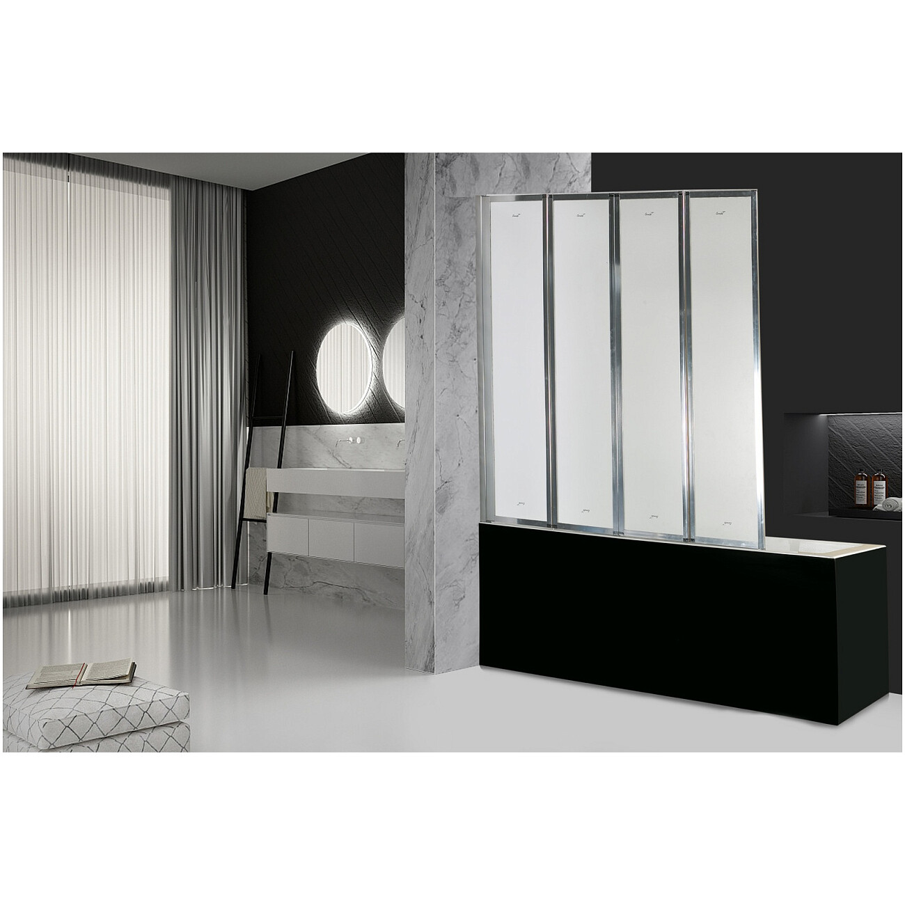 Шторка для ванной 130х140 см матовая, хром Cerutti SPA BOUNA - изображение 14