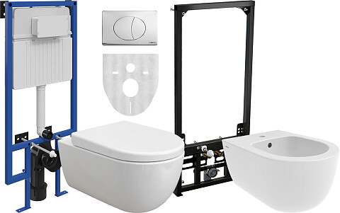 Унитаз подвесной Bocchi V-Tondo с биде Bocchi V-Tondo и инсталляциями и кнопкой смыва 230822