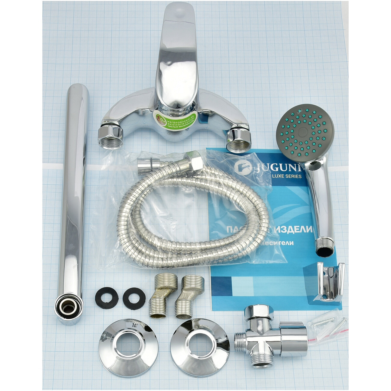 Смеситель для ванны однорычажный с душевым гарнитуром хром Juguni Luxe Perseus JGN0121 0402.704 - изображение 7