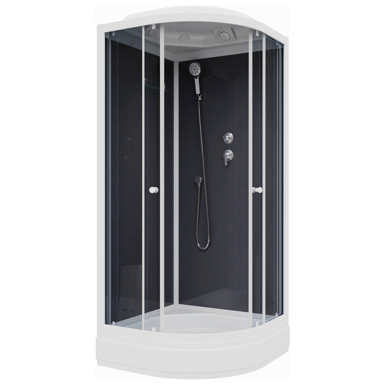 Душевая кабина четверть круга со средним поддоном 85х85 см черная, белая Parly CM86 - изображение 2