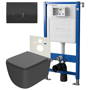 Унитаз Point &quot;Меркурий&quot; PN41831GM с инсталляцией &quot;Элемент&quot; PN45120 с кнопкой &quot;Виктория&quot; PN44061BC