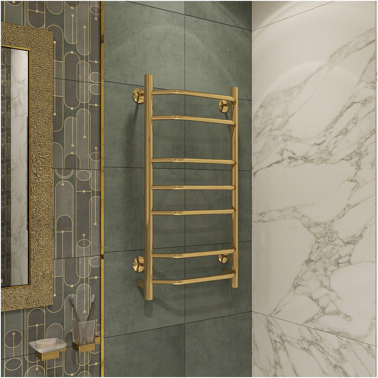 Полотенцесушитель электрический 80x40 см золотой Ewrika "Сафо" БР3 СафоБР380х40золE - изображение 3