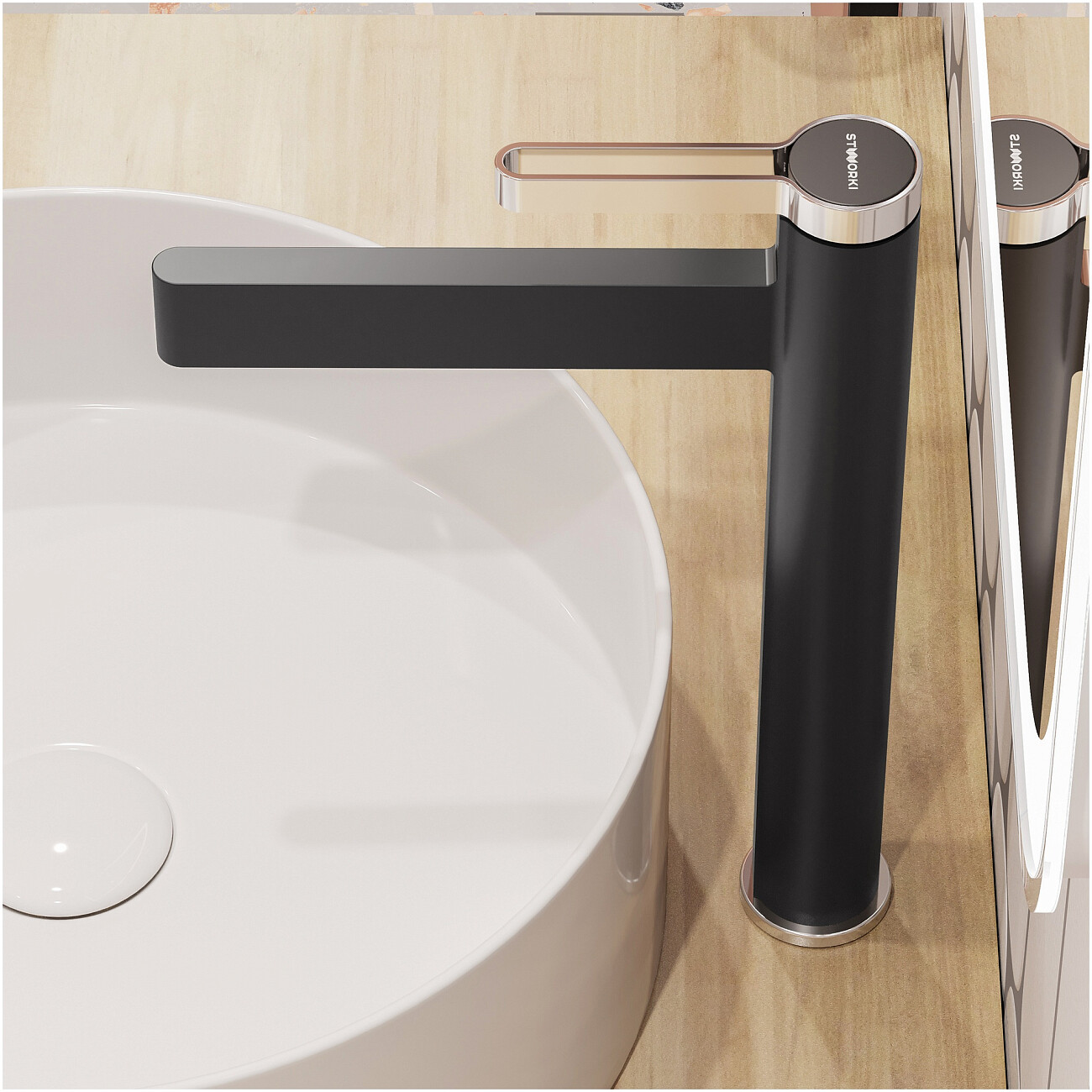 Смеситель для раковины однорычажный черный, хром Stworki "Лександ" S09020BC - изображение 6