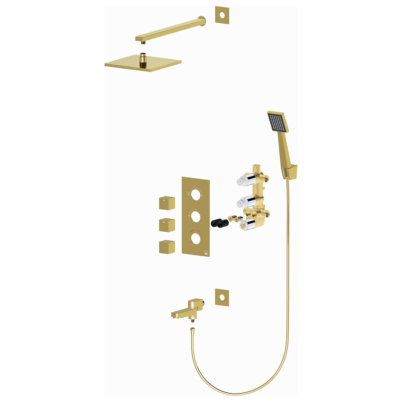 Душевой комплект с термостатом и тропическим душем золотой Timo Tetra-thermo SX-0199-17SM - изображение 3