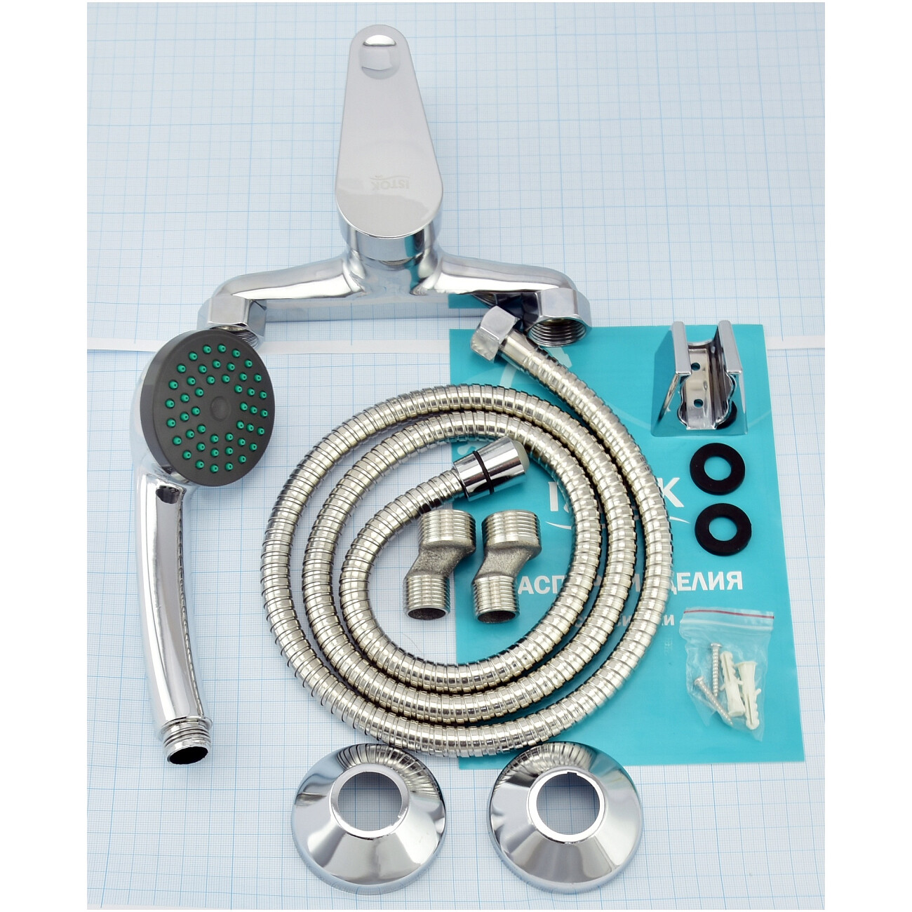 Смеситель для ванны однорычажный с душевым гарнитуром хром Istok life Standard 0402.719 - изображение 7