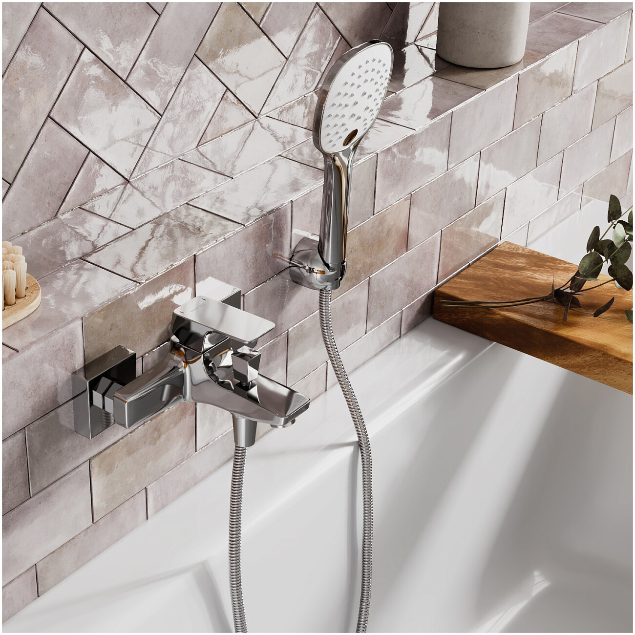 Душевой комплект с лейкой и коротким изливом хром Wasserkraft Salm 2701 - изображение 10