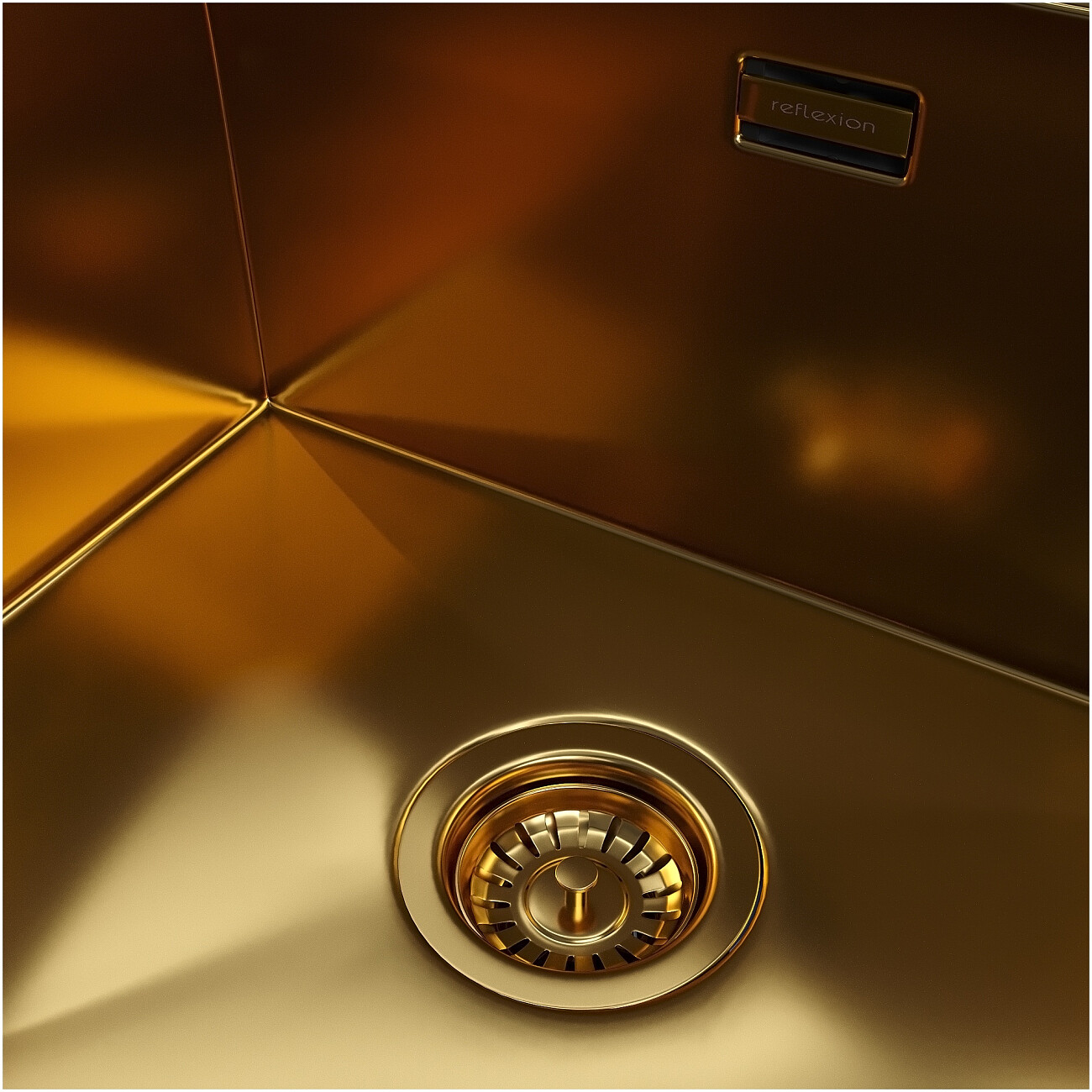 Кухонная мойка из нержавеющей стали 50х46 см брашированное золото Reflexion Iseo RX2246GD - изображение 10