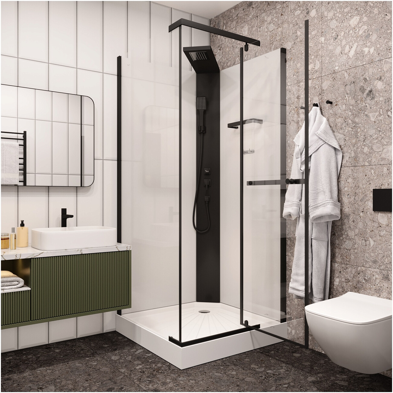 Душевая кабина с низким поддоном квадратная 90х90 см белая Cerutti SPA MiMi90B - изображение 3