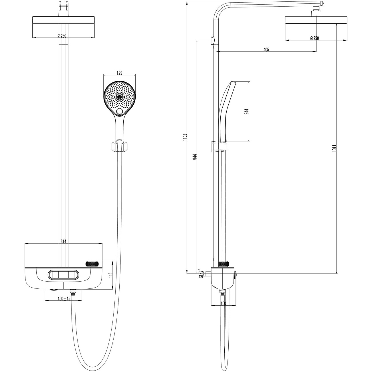 Душевой комплект с тропическим душем хром Stworki "Гётеборг" S03010CR, S03170CR - изображение 8