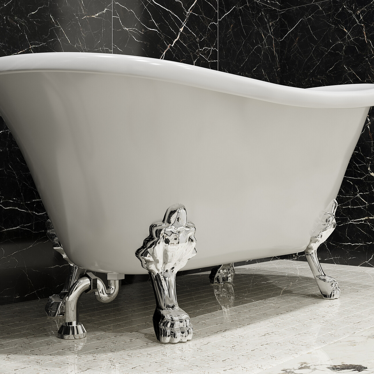 Ванна акриловая на ножках 75х150 см белая, хром Artemis Ottovia - изображение 3