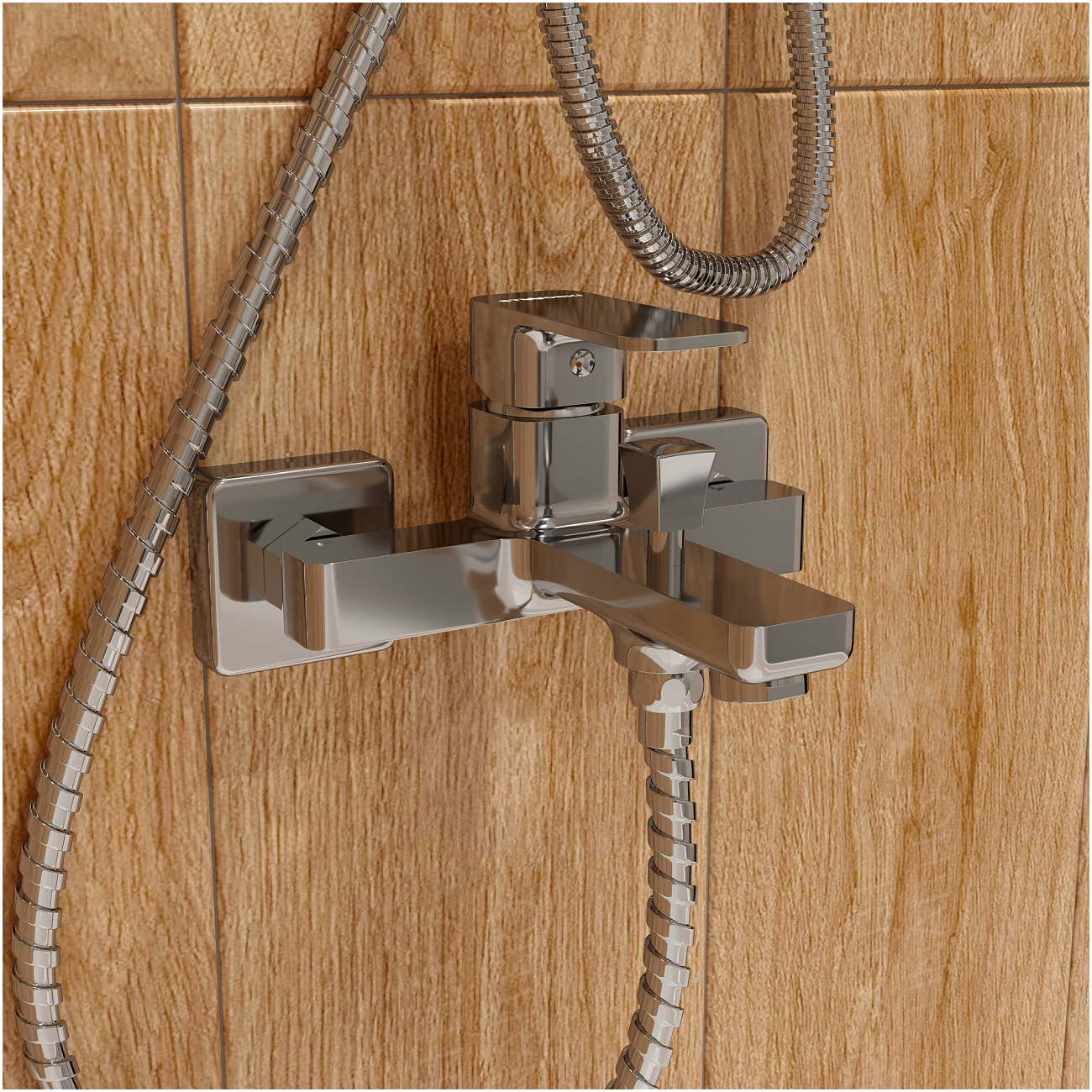 Смеситель для ванны с душем настенный хром Stworki "Мосс" S43100CR - изображение 5