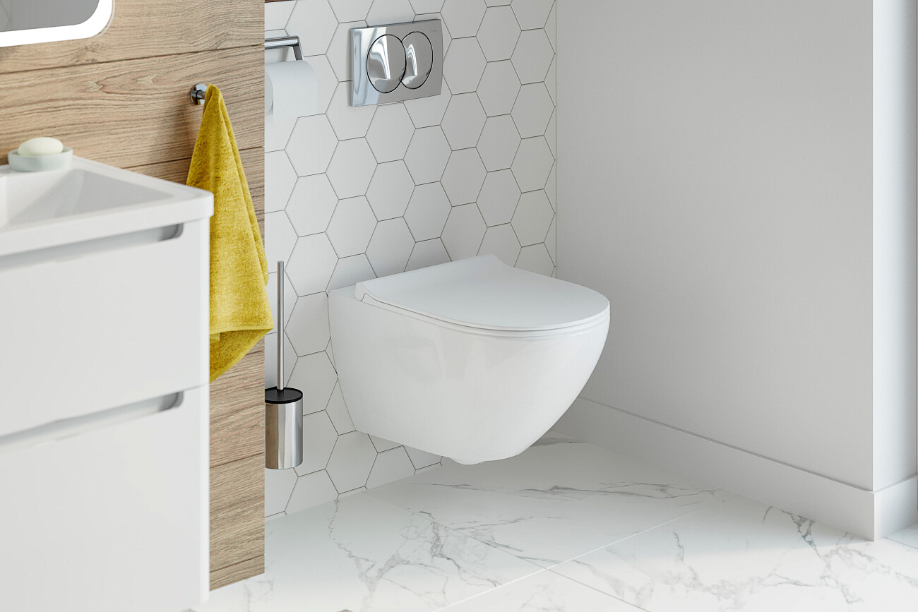 Унитаз подвесной безободковый фарфоровый овальный с сиденьем белый Stworki Merlingen HWH55 - изображение 3