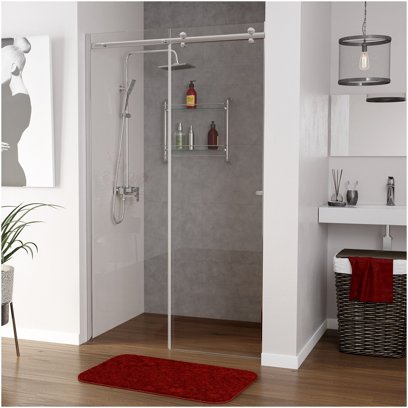 Душевая дверь раздвижная 100х200 см прозрачная, хром Wasserkraft Vils 56R12 - изображение 2