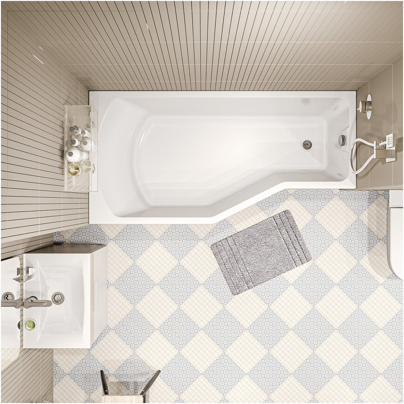 Ванна акриловая 170х75 см левая белая Creto Karmen 33-17075L - изображение 6