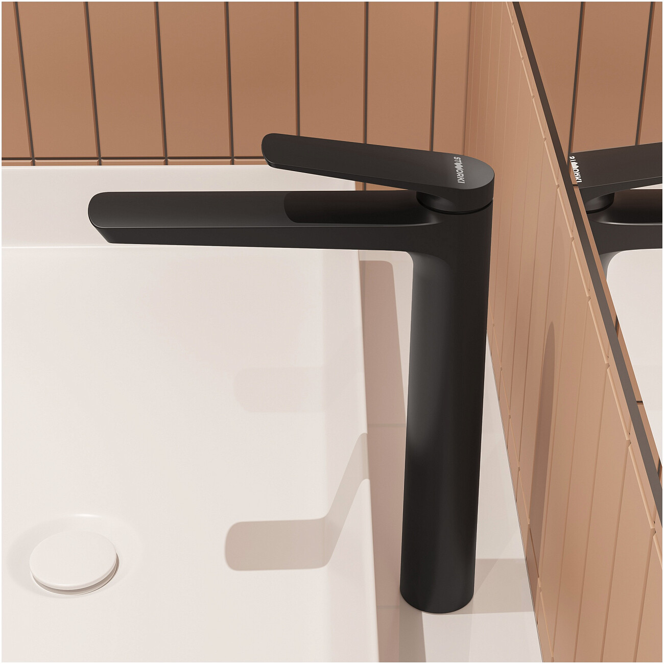 Смеситель для раковины однорычажный черный Stworki "Вирклунд" S05020BK - изображение 6