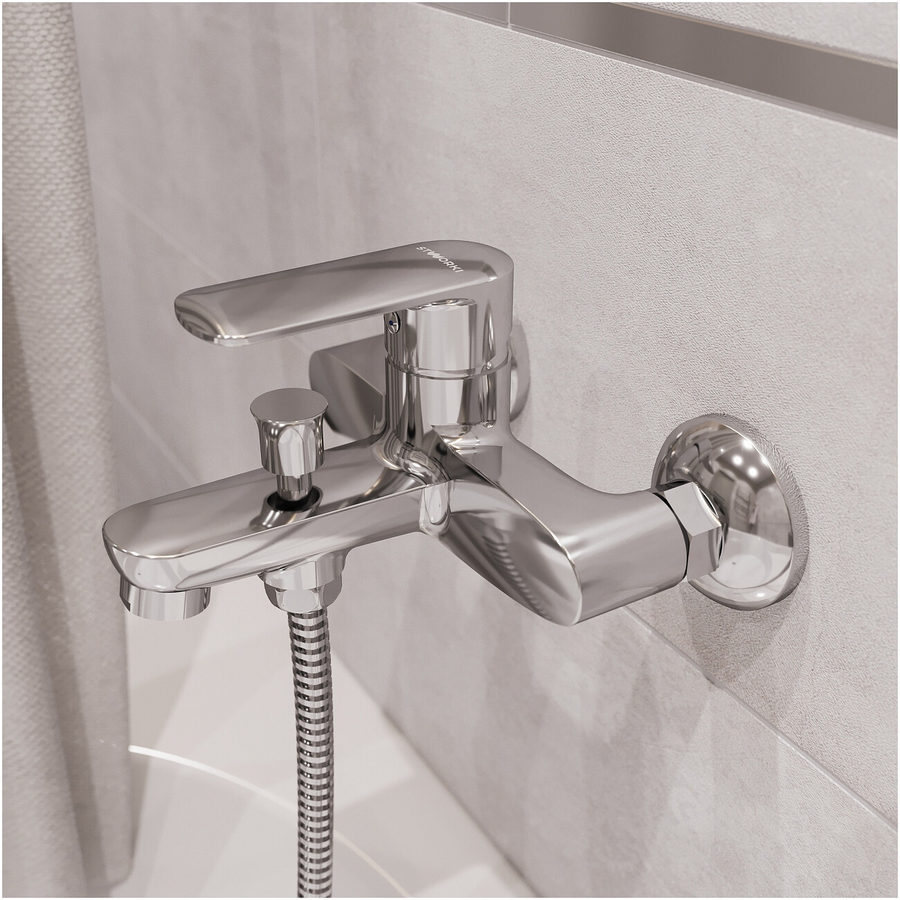 Смеситель для ванны с душем настенный хром Stworki "Хадстен" S17100CR - изображение 5
