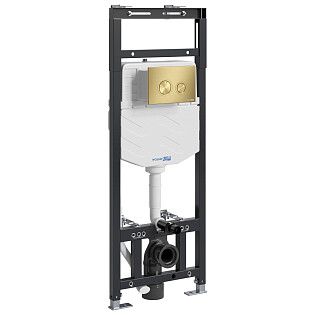 Инсталляция для унитаза с кнопкой смыва матовое золото Wasserkraft Alme 15TLT.010.ME.MG01