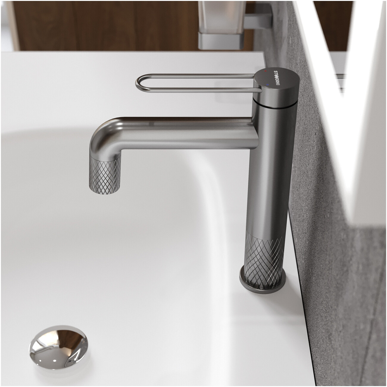 Смеситель для раковины однорычажный вороненая сталь Stworki "Левангер" S07010GB - изображение 6