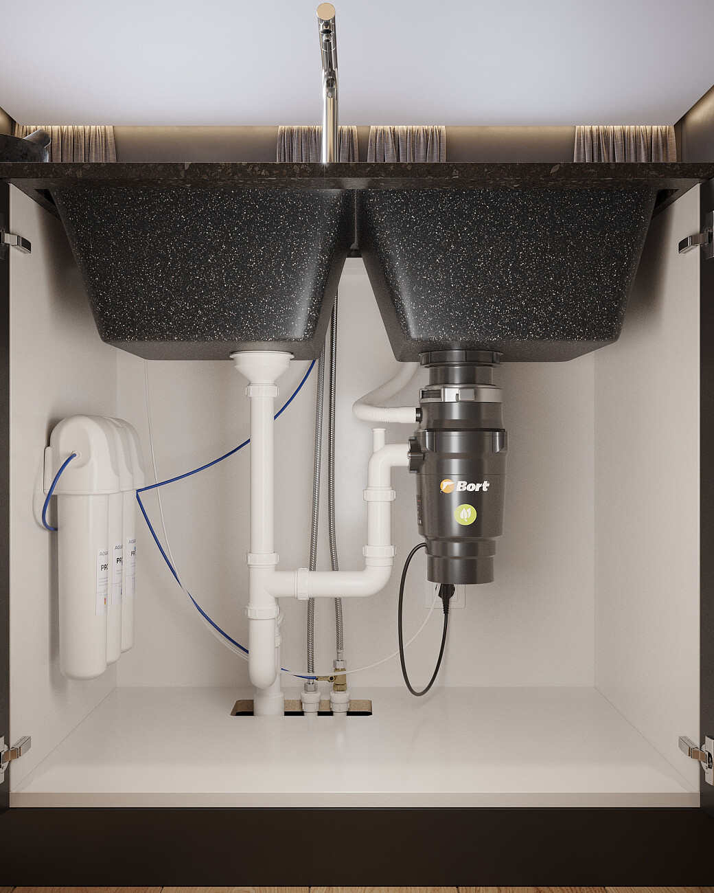 Мойка кухонная с дополнительной чашей черная Domaci "Бьелла" DMC-85K черная - изображение 8