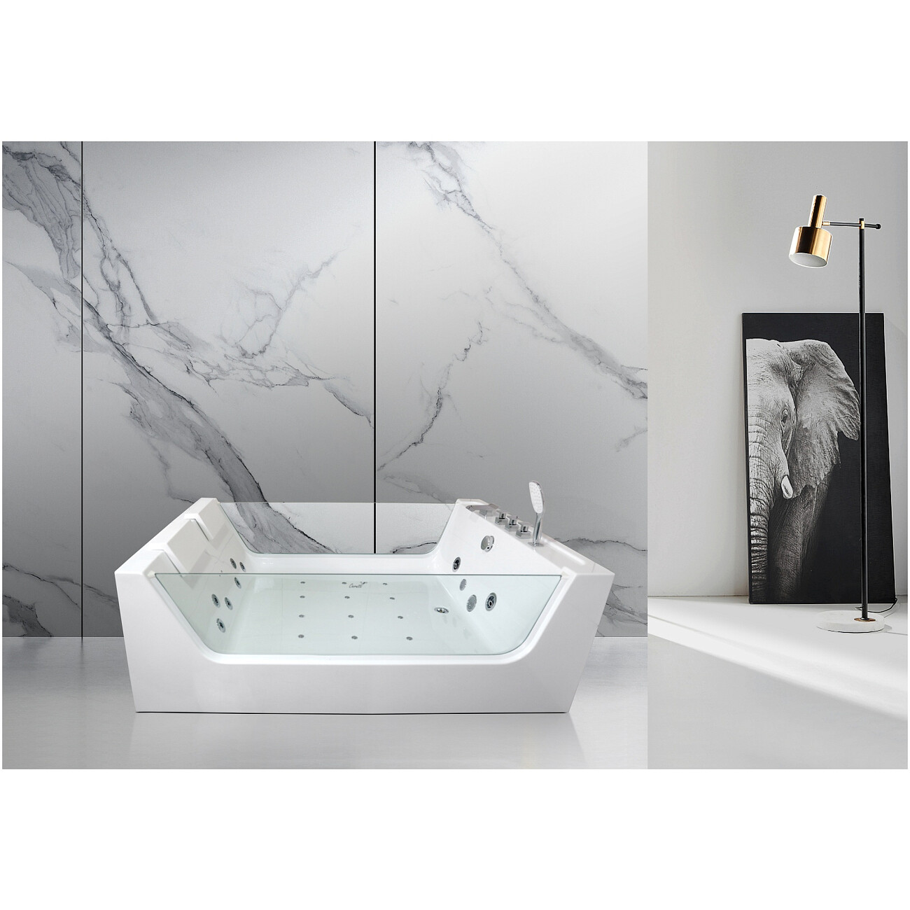 Ванна акриловая 170х120 см гидромассажная белая Ceruttispa C-454A - изображение 8