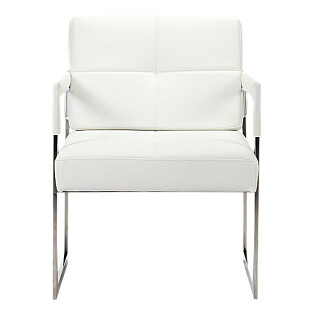 Кресло мягкое с металлическими ножками белое Aster Chair
