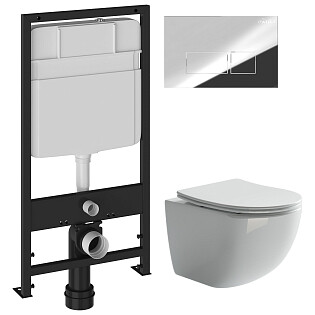 Унитаз Ceramicanova Forma CN3009 с инсталляцией Ewrika ProLT 0026-2020, с кнопкой хром 0041